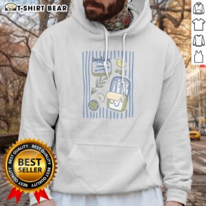 Top Sardines Tin Coastal Mediterranean Seafood Hoodie featuring vibrant graphics and a cozy fit.