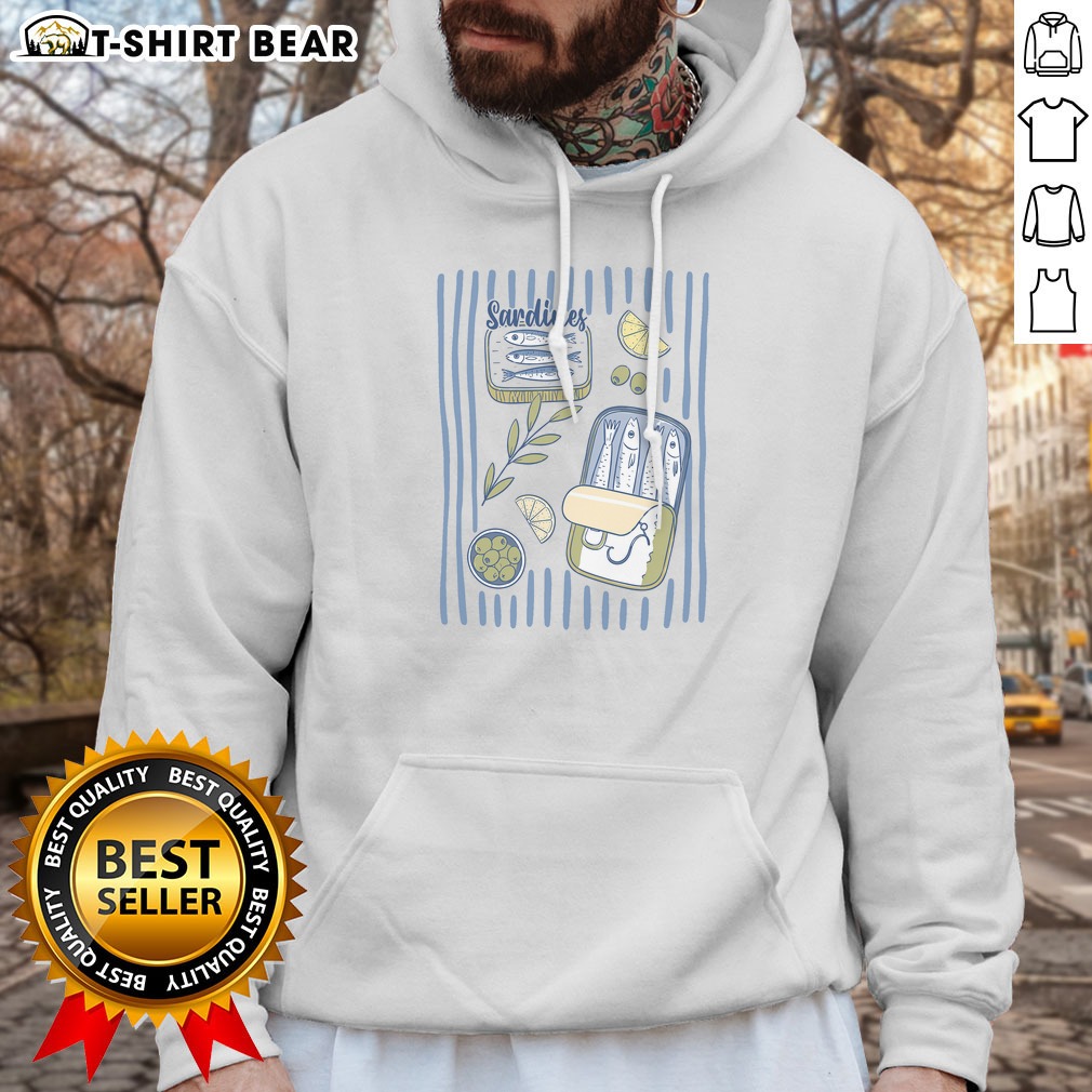 Top Sardines Tin Coastal Mediterranean Seafood Hoodie Shirt on Hoodie Top Sardines Tin Coastal Mediterranean Seafood Hoodie Shirt shown as a hoodie preview