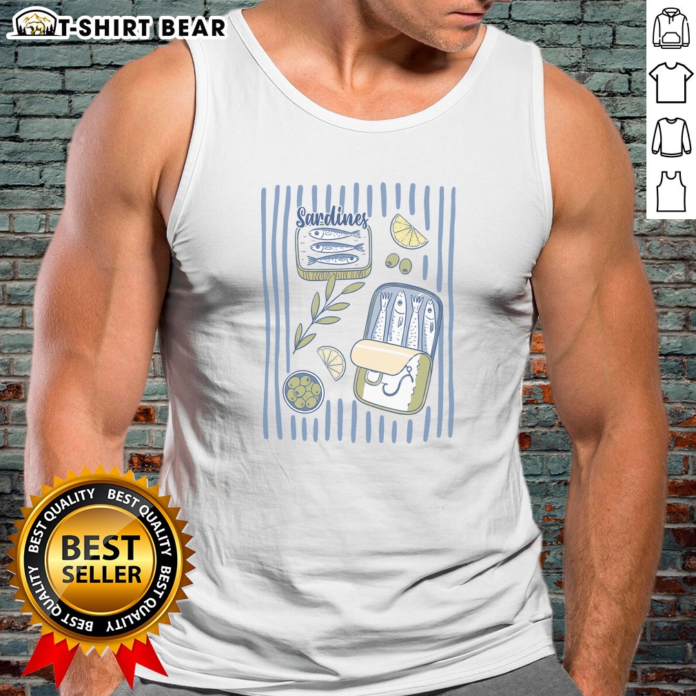 Top Sardines Tin Coastal Mediterranean Seafood Hoodie Shirt on Tank Top Top Sardines Tin Coastal Mediterranean Seafood Hoodie Shirt shown as a tank top preview