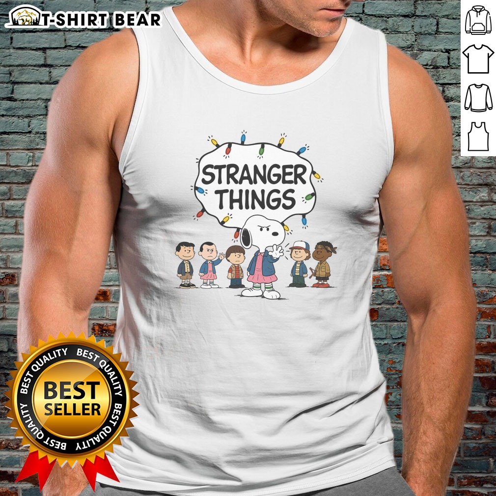 Top Snoopy Eleven Peanuts Stranger Things Characters And Lights Hoodie Shirt on Tank Top Top Snoopy Eleven Peanuts Stranger Things Characters And Lights Hoodie Shirt shown as a tank top preview
