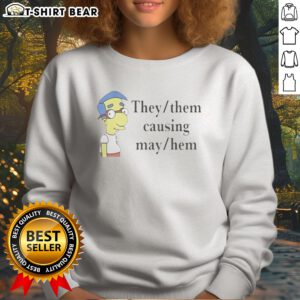 Top Veda Scott They Them Causing Mayhem Sweatshirt in a vibrant color, showcasing unique design and comfort.