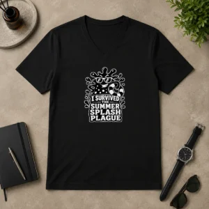 Awesome Good Summer Splash Plague Silhouette V-Neck Shirt