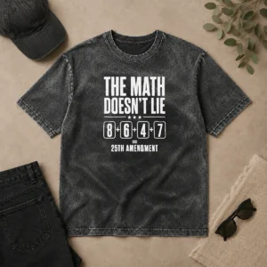 Awesome Hot The Math Doesn'T Lie 8647 25th Amendment washed t shirt in faded black cotton fabric