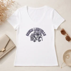 Awesome Kid'S Racing Louisville Soccer Player Grey V-Neck Shirt