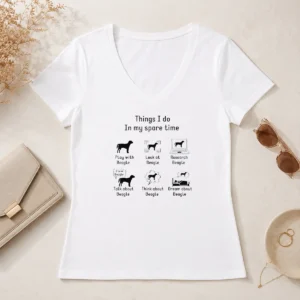 Awesome Things I Do In My Spare Time Play With Beagle Look At Beagle Research Beagle V-Neck Shirt