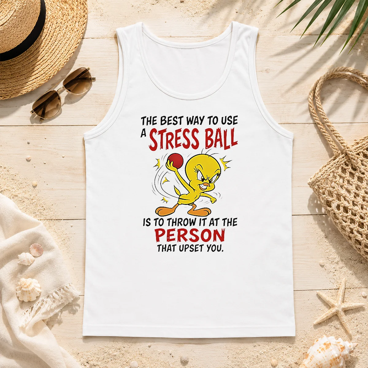 Awesome Tweety Bird Looney Tunes The Best Way To Use A Stress Ball Is To Throw Tank Top Awesome Tweety Bird Looney Tunes The Best Way To Use A Stress Ball Is To Throw Tank Top