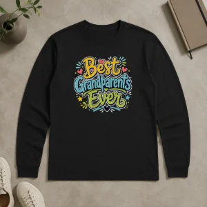 Funny Best Grandparents Ever Doodle Typography Long Sleeve Shirt