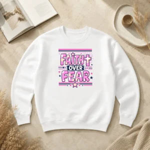 Funny Faith Over Fear Motivational Christian Quote Sweater