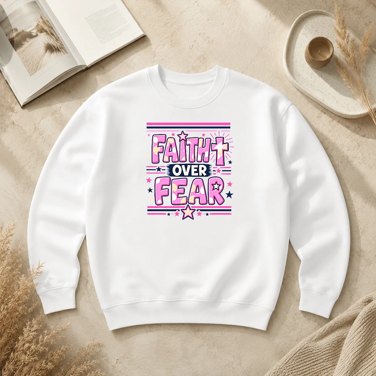 Funny Faith Over Fear Motivational Christian Quote Sweater Funny Faith Over Fear Motivational Christian Quote Sweater
