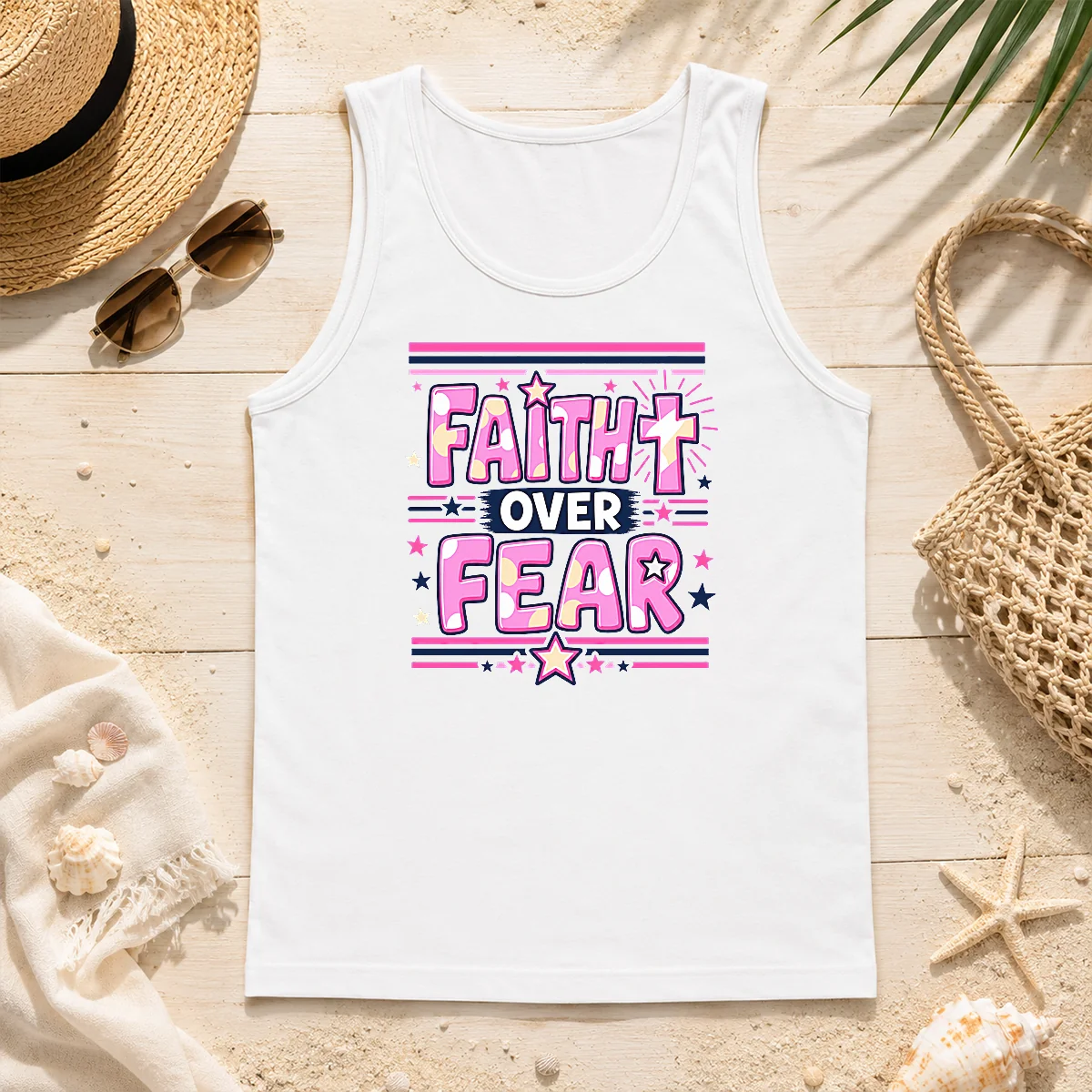 Funny Faith Over Fear Motivational Christian Quote Tank Top Funny Faith Over Fear Motivational Christian Quote Tank Top