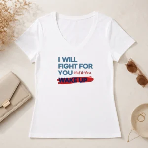 Funny Hot I Will Fight For You Until You Wake Up Political Movement V-Neck Shirt