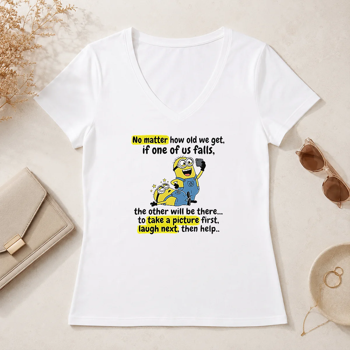 Funny Minion No Matter How Old V-Neck Shirt Funny Minion No Matter How Old V-Neck Shirt