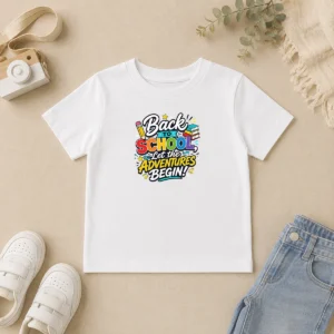 Funny Nice Back To School Adventures Typography Kids T-Shirt