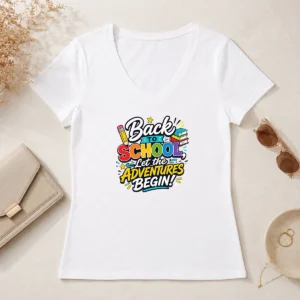 Funny Nice Back To School Adventures Typography V-Neck Shirt