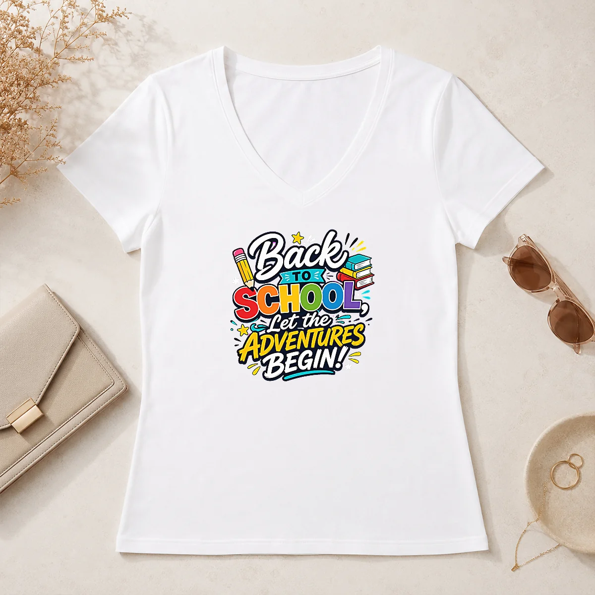 Funny Nice Back To School Adventures V-Neck Shirt Funny Nice Back To School Adventures V-Neck Shirt