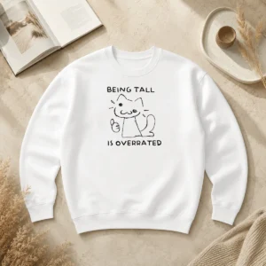 Funny Nice Neco Arc Tsukihime Being Tall Is Overrated Meme Character Doodle Sweater in cozy knit fabric