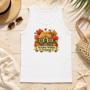 Funny Nice October Holiday Ireland Cozy Cottage Pixel Tank Top