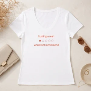 Funny Official Trusting A Man Would Not Recommend V Neck Shirt in black, front view