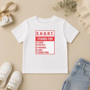Funny Pretty S.H.O.R.T. Stands For S.Cary H.Ostile O.Riginal R.Are T.Errifying Kids T-Shirt