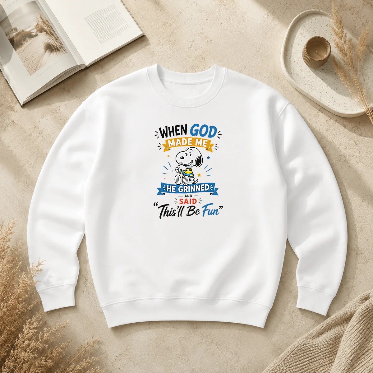 Funny Snoopy Peanuts When God Made Me He Grinned And Said Thisll Be Fun Sweater Funny Snoopy Peanuts When God Made Me He Grinned And Said Thisll Be Fun Sweater