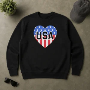Funny USA Heart Flag Emblem Patriotic Sweater