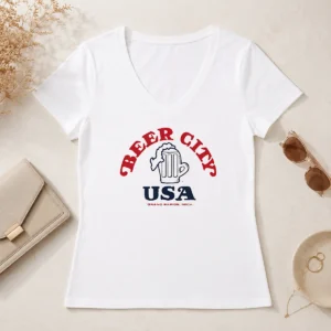 Good Awesome Beer City USA Grand Rapids Michigan V-Neck Shirt