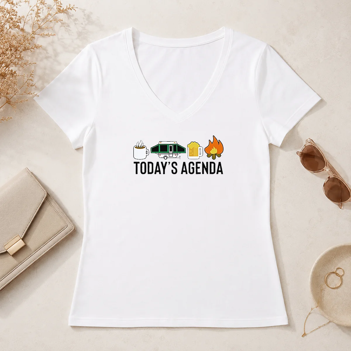 Good Funny Camping Coffee Pop Up V-Neck Shirt Good Funny Camping Coffee Pop Up V-Neck Shirt