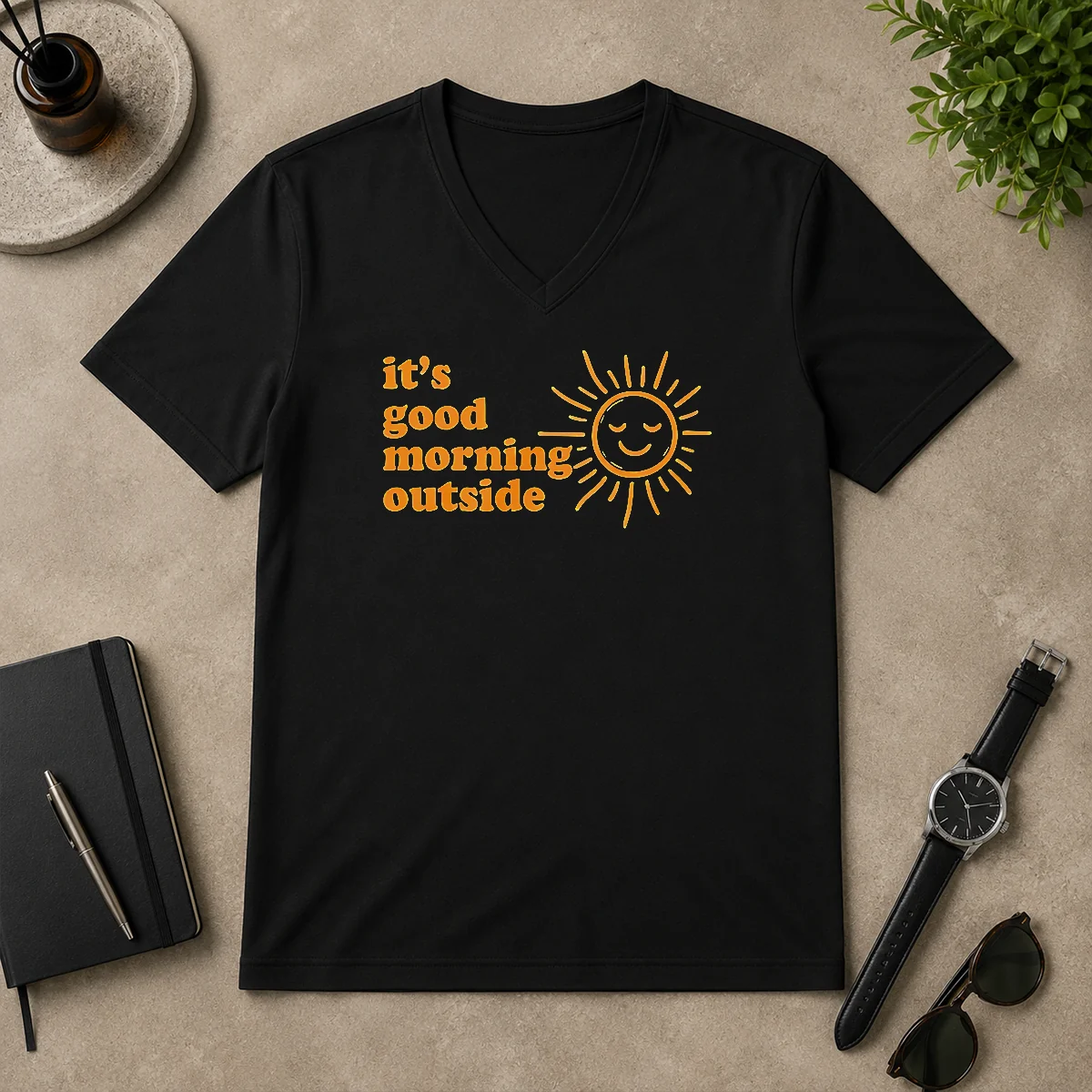 Good Hot Sun It'S Good Morning V-Neck Shirt Good Hot Sun It'S Good Morning V-Neck Shirt