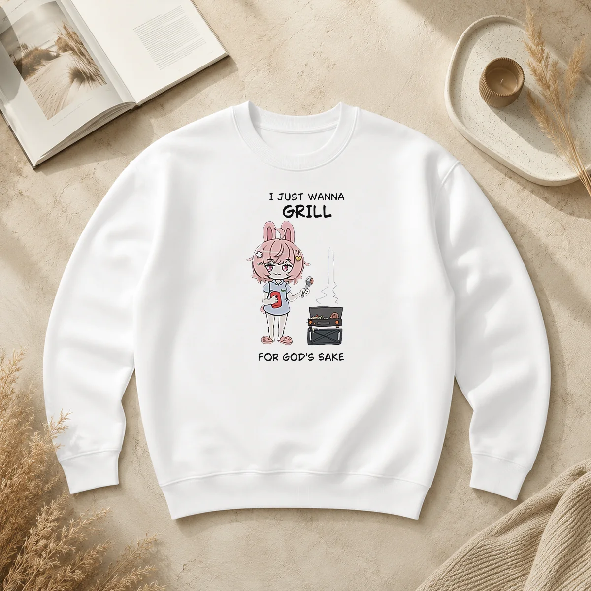 Good I Just Wanna Grill For God'S Sake Anime Bunny Girl Sweater Good I Just Wanna Grill For God'S Sake Anime Bunny Girl Sweater