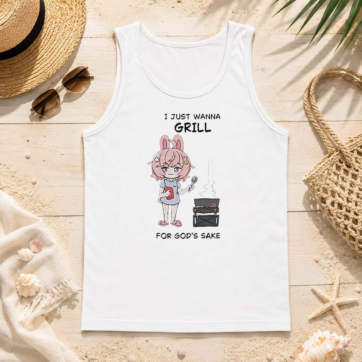 Good I Just Wanna Grill For God'S Sake Anime Bunny Girl Tank Top Good I Just Wanna Grill For God'S Sake Anime Bunny Girl Tank Top