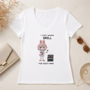 Good I Just Wanna Grill For God'S Sake Anime Bunny Girl V-Neck Shirt