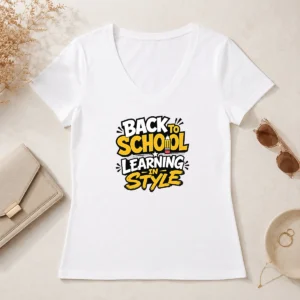 Good Official Back To School Learning In Style Silhouette V-Neck Shirt