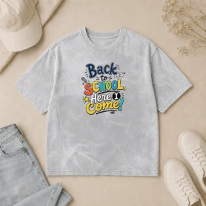 Good Premium Back To School Here I Come Line Art Washed T-Shirt