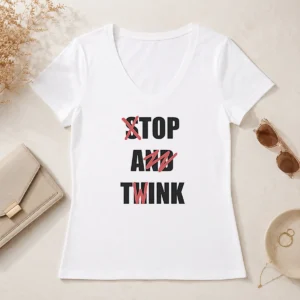 Good Stop And Think Top A Twink Funny V-Neck Shirt