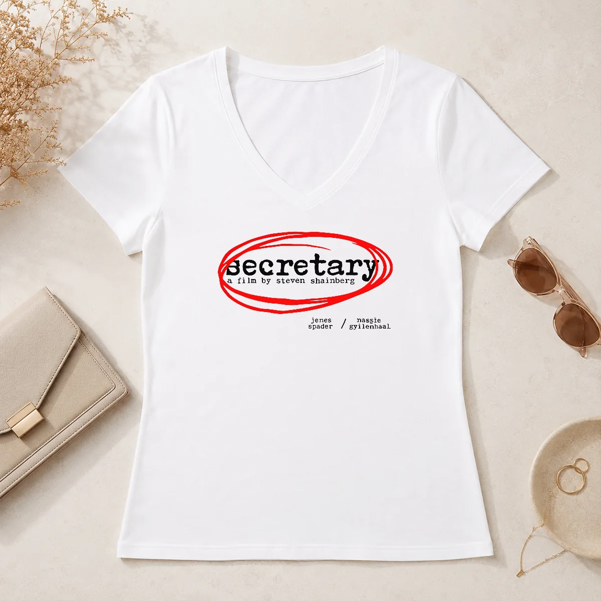 Happy Official Secretary A Film By V-Neck Shirt Happy Official Secretary A Film By V-Neck Shirt
