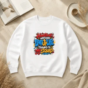 Heartbeat Watching Level Up Life Squad Graffiti Sweater