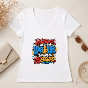 Heartbeat Watching Level Up Life Squad Graffiti V-Neck Shirt