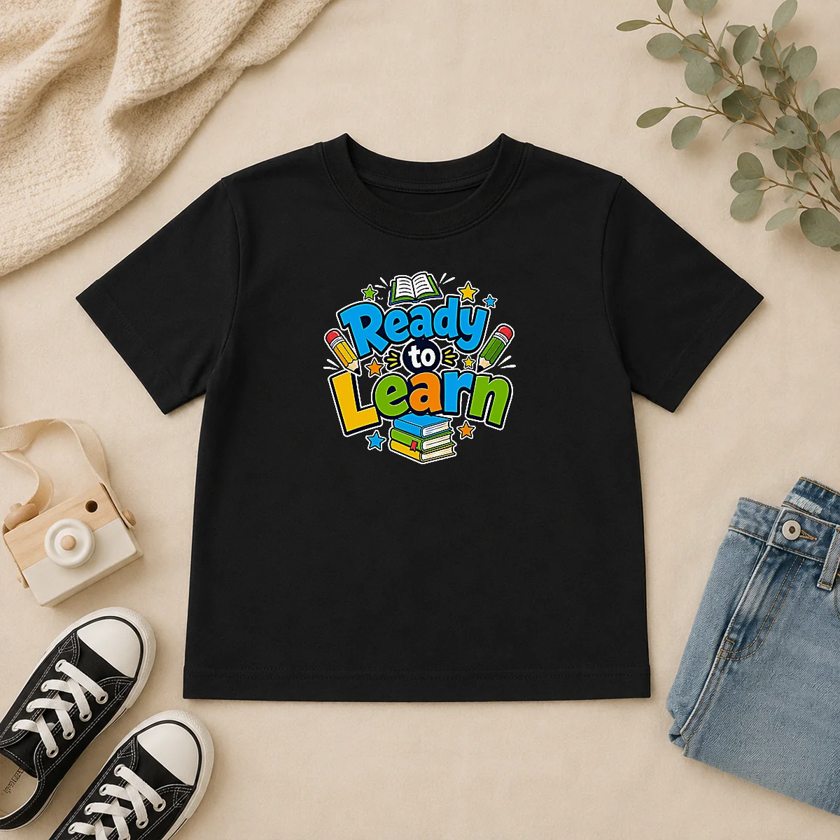 Hot Back To School Ready To Learn Typography Kids T Shirt Hot Back To School Ready To Learn Typography Kids T Shirt in bright colors, short sleeves, and comfortable cotton fabric