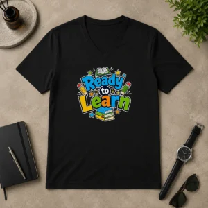 Hot Back To School Ready To Learn Typography V-Neck Shirt