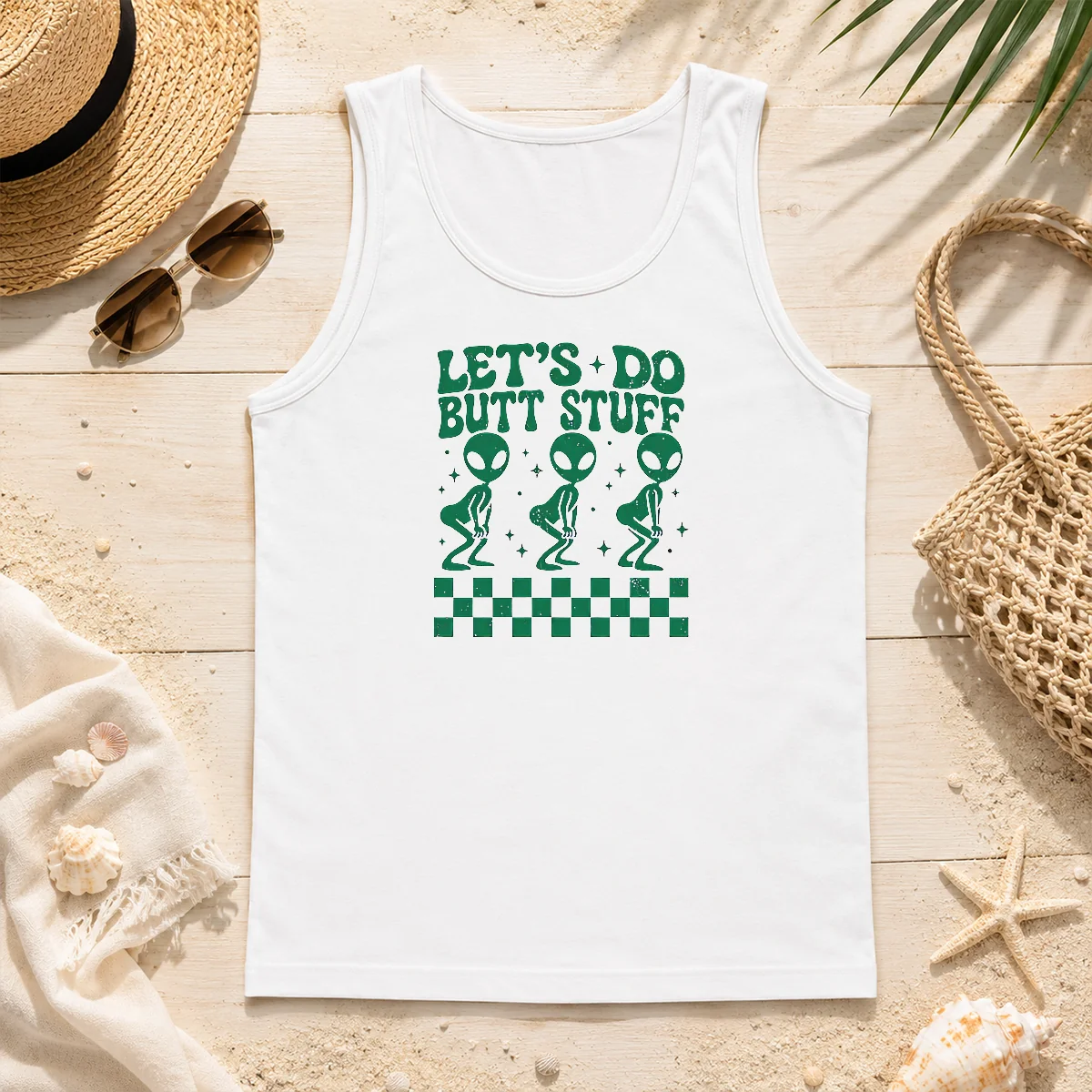 Hot Funny Aliens Let'S Do Butt Stuff Checkerboard Novelty Meme Tank Top Hot Funny Aliens Let'S Do Butt Stuff Checkerboard Novelty Meme Tank Top