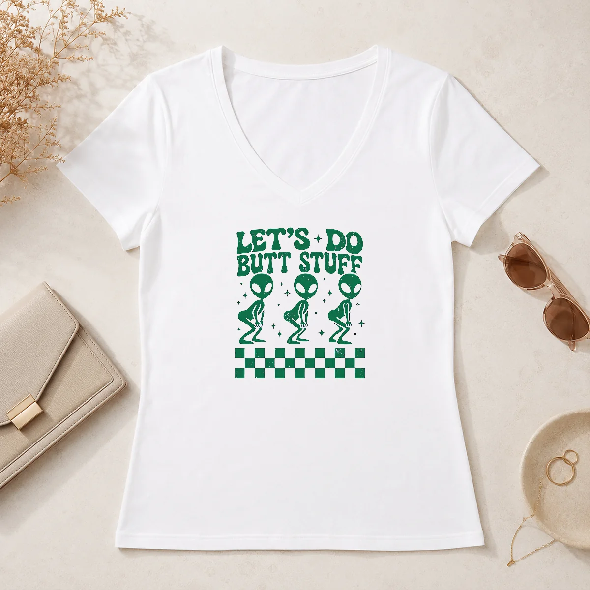 Hot Funny Aliens Let'S Do Butt V-Neck Shirt Hot Funny Aliens Let'S Do Butt V-Neck Shirt
