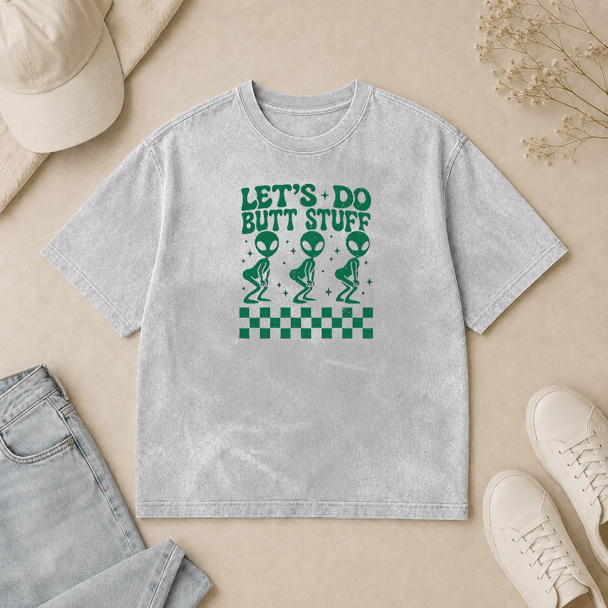 Hot Funny Aliens Let'S Do Butt Stuff Checkerboard Novelty Meme Washed T Shirt Hot Funny Aliens Let'S Do Butt Stuff Checkerboard Novelty Meme Washed T-Shirt