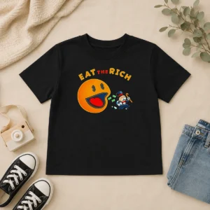 Hot Funny Pac Man Eat The Rich Kids T-Shirt