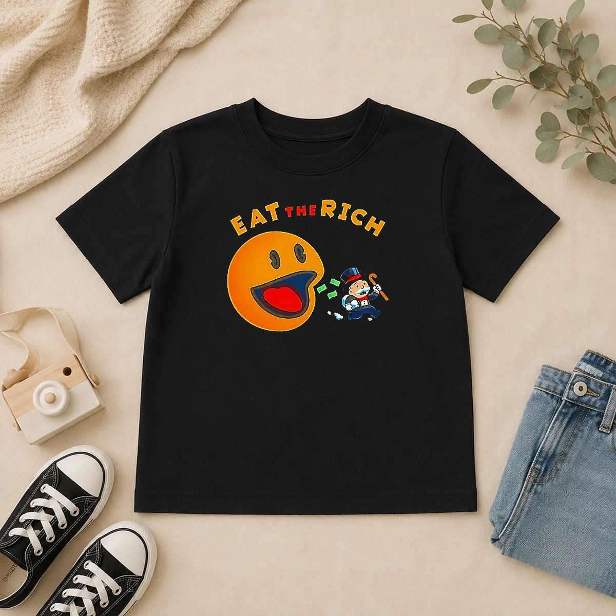 Hot Funny Pac Man Eat The Rich Kids T Shirt Hot Funny Pac Man Eat The Rich Kids T-Shirt