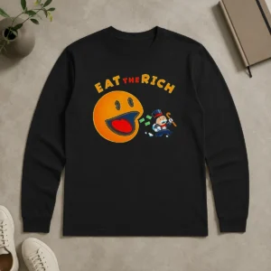Hot Funny Pac Man Eat The Rich Long Sleeve Shirt