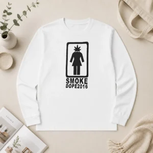 Hot Funny Smoke Dope 2016 Weed Leaf Girl Logo Marijuana Long Sleeve Shirt