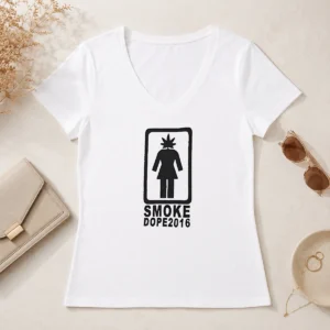 Hot Funny Smoke Dope 2016 Weed Leaf Girl Logo Marijuana V-Neck Shirt