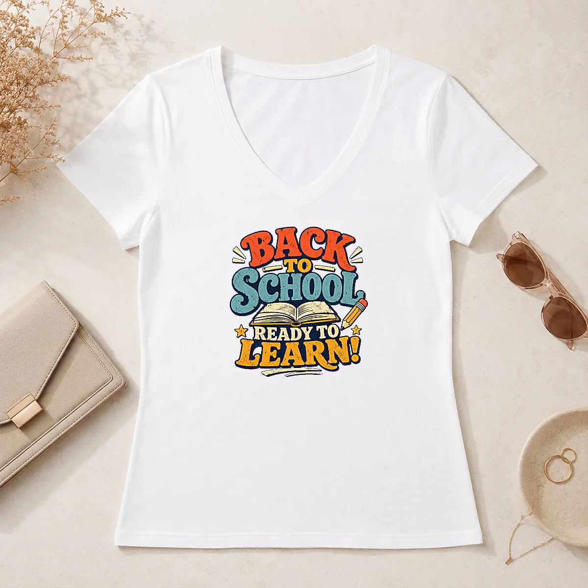 Hot Good Back To School Ready V-Neck Shirt Hot Good Back To School Ready V-Neck Shirt
