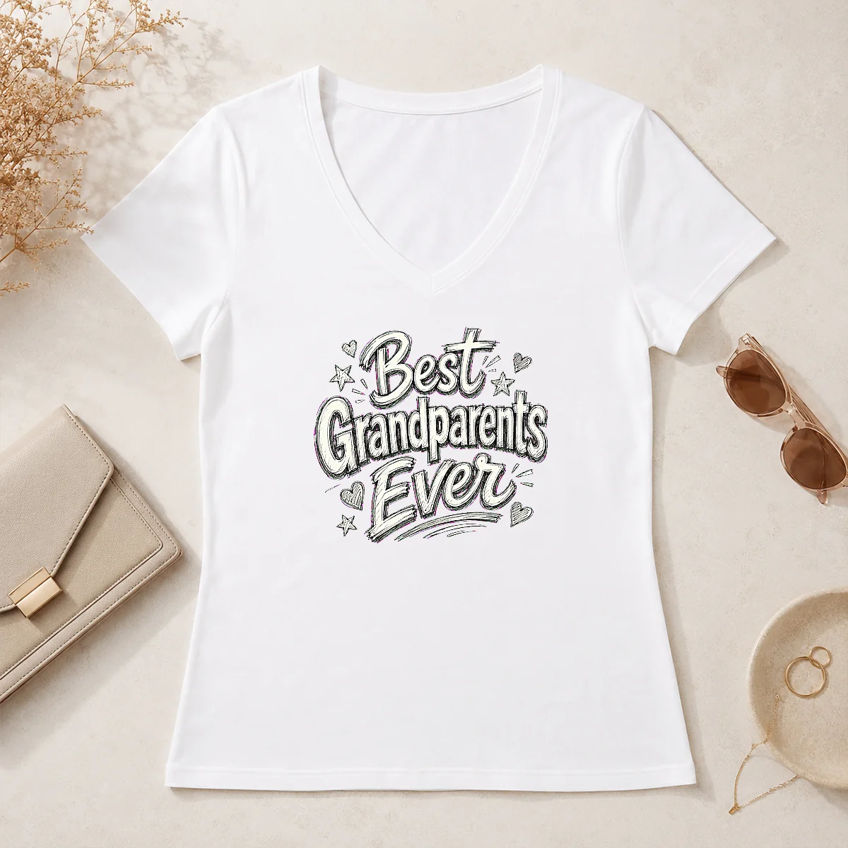 Hot Good Best Grandparents Ever Sketch V-Neck Shirt Hot Good Best Grandparents Ever Sketch V-Neck Shirt