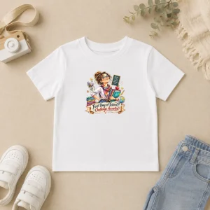 Hot Good Humorous Watercolor First Day Of School Teacher For Woman Kids T-Shirt